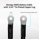 Renogy RNG-BatteryCb-12in-4 - Cable de interconexión de batería de cobre de 12 pulgadas y calibre 4 AWG para terminales de 5/16 pulgadas