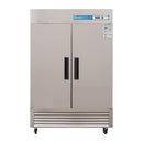 Congelador comercial de alcance, 2 puertas 49 pies cúbicos Acero inoxidable Congelador vertical de puerta sólida con ventilador de enfriamiento