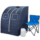 Durasage Health - Durasage Oversized Portable Personal Steam Sauna Spa for Relaxation at Home, 60 Minute Timer, 800 Watt Steam Generator, Chair Included - Satin Blue