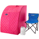 Durasage Health - Sauna de vapor personal portátil y ligera Durasage para relajarse en casa, temporizador de 60 minutos, generador de vapor de 800 vatios, silla incluida - Fucsia