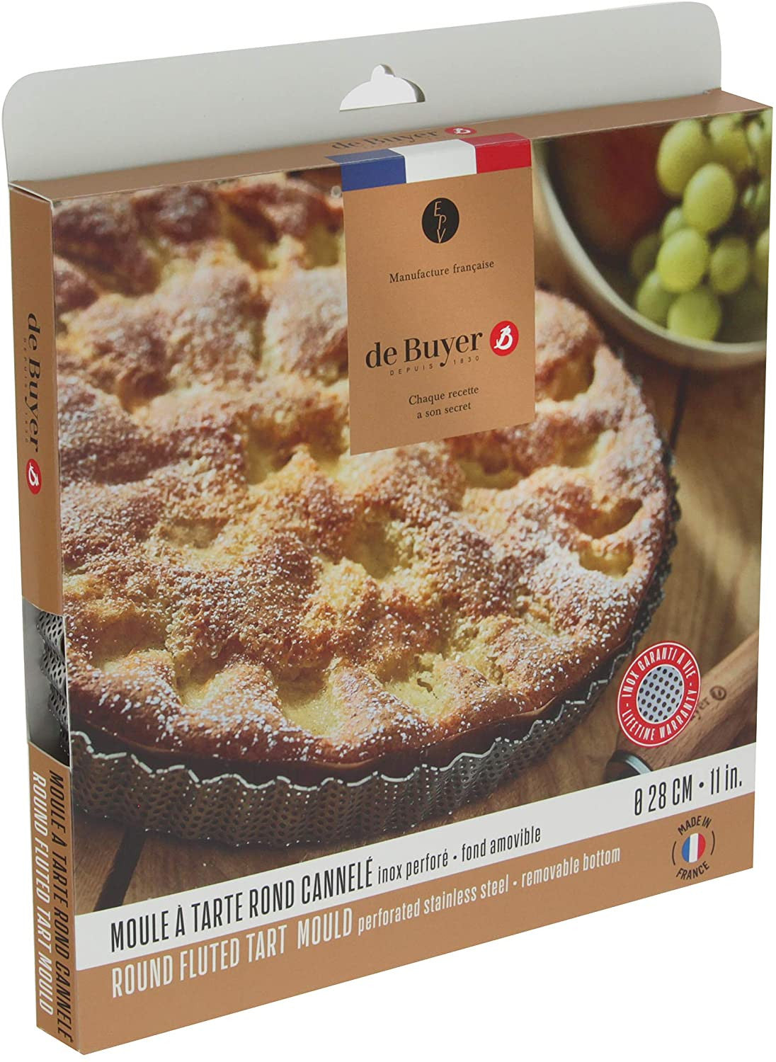MOULE A TARTE PERFOREE EN INOX 28cm