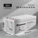 Renogy RNG-BATT-AGM12-200 - Renogy Deep Cycle AGM Battery 12 Volt 200Ah for RV, Solar, Marine, and Off-Grid Applications
