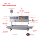 Sellador de banda continuo digital de acero inoxidable 220V 800 con codificador