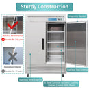 Refrigerador vertical comercial, 2 puertas, 49 pies cúbicos, de acero inoxidable