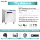 Refrigerador comercial bajo encimera, EQCHEN 28" de una sola puerta de acero inoxidable Lowboy refrigerador de mesa de trabajo 6.3 pies cúbicos