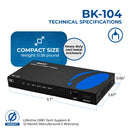 Divisor HDMI 1x4: 1 entrada, 4 salidas, UltraHD 8K, EDID (BK-104)