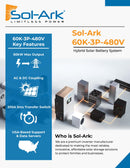 Sistema solar comercial de 240 kW - Kit solar trifásico de 480 V + 4 inversores Sol-Ark de 60 K y 480 V + 4 baterías de litio INDOOR Sol-Ark de 60 KW + 242 KW solares con montaje en suelo y cableado