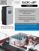 Sistema solar comercial de 240 kW - Kit solar trifásico de 480 V + 4 inversores Sol-Ark de 60 K y 480 V + 4 baterías de litio INDOOR Sol-Ark de 60 KW + 242 KW solares con montaje en suelo y cableado