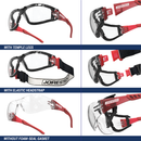 Gafas de seguridad antiempañamiento convertibles en gafas con sello de espuma extraíble, patillas y diadema