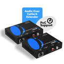 Extensor de audio digital por CAT5 de hasta 304 metros: extiende la señal óptica coaxial Toslink digital por Ethernet PoC para una mayor distancia (DA-EX1000-K) 