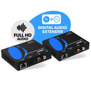 Extensor de audio digital por CAT5 de hasta 304 metros: extiende la señal óptica coaxial Toslink digital por Ethernet PoC para una mayor distancia (DA-EX1000-K) 
