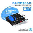 Extensor de audio digital por CAT5 de hasta 304 metros: extiende la señal óptica coaxial Toslink digital por Ethernet PoC para una mayor distancia (DA-EX1000-K) 