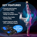 Extensor de audio digital por CAT5 de hasta 304 metros: extiende la señal óptica coaxial Toslink digital por Ethernet PoC para una mayor distancia (DA-EX1000-K) 