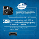 Extensor de audio digital por CAT5 de hasta 304 metros: extiende la señal óptica coaxial Toslink digital por Ethernet PoC para una mayor distancia (DA-EX1000-K) 