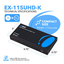 OREI HDBaseT 4K 60Hz HDMI Extender over Cat5e/6 Ethernet LAN cable - Up to 115 Ft - IR, CEC, RS-232, PoC (EX-115UHD-K)