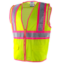 Chaleco de seguridad de malla de alta visibilidad con tiras rosas en contraste y cintas reflectantes - Colección PinkFit