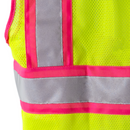 Chaleco de seguridad de malla de alta visibilidad con tiras rosas en contraste y cintas reflectantes - Colección PinkFit