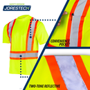 Camisa de seguridad de alta visibilidad con cinta reflectante en forma de X, dos tonos y bolsillo