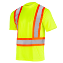 Camisa de seguridad de alta visibilidad con cinta reflectante en forma de X, dos tonos y bolsillo
