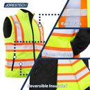 Hi-Vis Yellow/Black Reversible Insulated Safety Vest with Reflective Strips