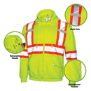 Sudadera con capucha de seguridad bicolor de alta visibilidad con espalda en X y bandas reflectantes