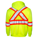 Sudadera con capucha de seguridad bicolor de alta visibilidad con espalda en X y bandas reflectantes
