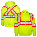 Sudadera con capucha de seguridad bicolor de alta visibilidad con espalda en X y bandas reflectantes