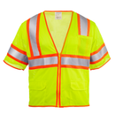 Hi-Vis Two Toned Mesh Sleeved Safety Vest with 2” Reflective Strips and Pockets