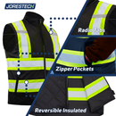 Chaleco de seguridad reversible, térmico, de alta visibilidad, bicolor, con bandas reflectantes