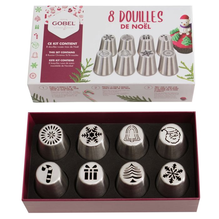 Coffret 8 douilles inox Noël
