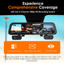 Rexing M4 4-CHANNEL MIRROR DASH CAM 12” Touch Screen Mirror Dash Cam, 1080p with GPS