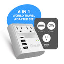 Adaptador de viaje internacional - Todo en uno - 3 USB - Diseño compacto (M8 Max)
