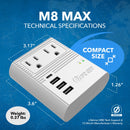 Adaptador de viaje internacional - Todo en uno - 3 USB - Diseño compacto (M8 Max)