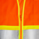Chaleco de seguridad de malla de dos tonos de alta visibilidad impreso con tiras reflectantes de 2" y bolsillos - Naranja