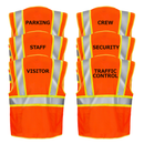 Chaleco de seguridad de malla de dos tonos de alta visibilidad impreso con tiras reflectantes de 2" y bolsillos - Naranja