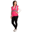 Chaleco de seguridad de malla de alta visibilidad estampado con tiras reflectantes de 2" y bolsillo - Colección PinkFit