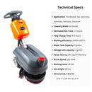 RT15 Fregadora de pisos comercial compacta de 14", 14500 pies cuadrados/h, Tanque de aguas residuales de 4 galones, Limpieza eficiente para pisos duros