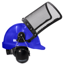 Kit de casco de seguridad estilo gorra con protector facial de malla de hierro y orejeras