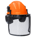 Kit de casco de seguridad estilo gorra con protector facial de malla de hierro y orejeras