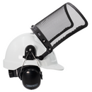 Kit de casco de seguridad estilo gorra con protector facial de malla de hierro y orejeras