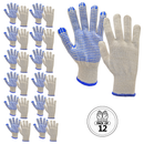 Safety Knitted Multi-Purpose Gloves with Anti-Slip PVC Dotted Palms – Pack of 12