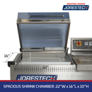 Stainless Steel Chamber Shrink Wrapping System with Heater and Sealer All-in-One – 22” X 16”