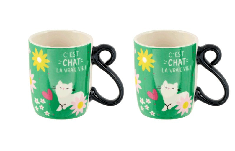 2 TASSES A CAFE C EST CHAT LA BELLE VIE