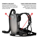 Electric Backpack Vacuum 6 qt Lightweight Commercial High-Performance Cleaning Solution