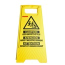Two-Sided Folding Floor Safety Multi-lingual Sign -  Kids at Play