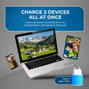 Adaptador de viaje para Suiza - 3 en 1 - 2 USB - Tipo J - Diseño compacto (U2U-11A)