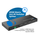 4K@60Hz 4x4 HDMI Matrix with RS-232 and Downscale (UHD-404R)
