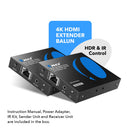 Balun extensor HDMI 4K de OREI de hasta 50 metros - UltraHD 4K a 60 Hz 4:4:4 sobre un solo cable CAT6/7 (UHD-IPC165-K)