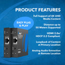 Balun extensor HDMI 4K de OREI de hasta 50 metros - UltraHD 4K a 60 Hz 4:4:4 sobre un solo cable CAT6/7 (UHD-IPC165-K)