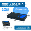 Extensor HDMI 4K Ultra HD 1x2 con divisor sobre CAT6/7 hasta 35 m - EDID (UHD12-EX115-K)